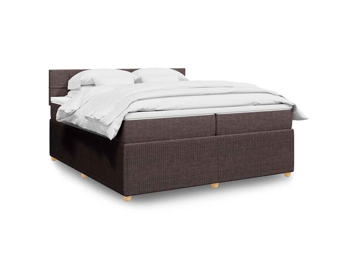 Cama Com Molas/colchão 200x200 Cm Tecido Castanho-escuro