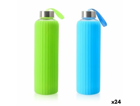 Garrafa De Água Bewinner Vidro Silicone 600 Ml (24 Unidades)