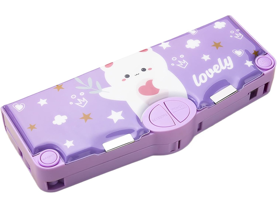 Estojo dobrável, estojo kawaii com design diferenciado e botões, multifuncional com compartimentos, agenda e organizador.