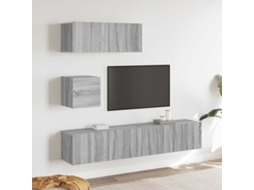 Vidaxl Conjunto Móveis De Tv 4 Pcs Madeira Processada Sonoma Cinza