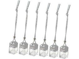 Conjunto De 6 Frascos Difusores De Vidro Para Pendurar Com Tampas De Madeira Prateadas.