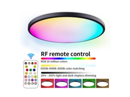 Lâmpada de Teto Led rgbcw redonda com controle remoto rf ajuste de cor e brilho para quarto sala de estar | S/MARCA