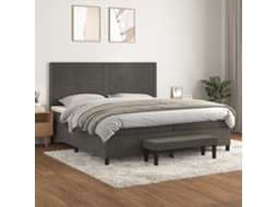 Vidaxl Cama Com Molas/colchão 200x200 Cm Veludo Cinzento-escuro