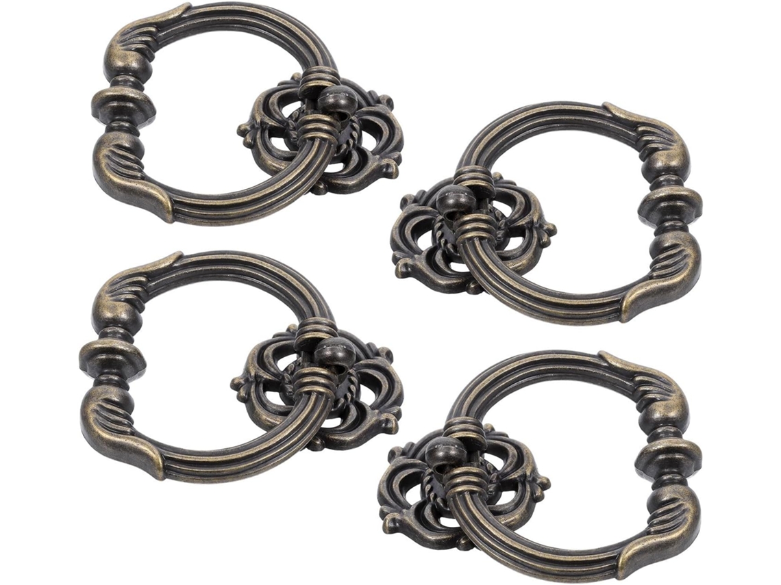 Inoomp Conjunto De 4-puxadores Clássicos Vintage Para Gavetas, Design Floral Vazado, Liga De Zinco, Fácil Instalação E