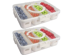Conjunto De 2 Recipientes Herméticos, Transparente, Para Frutas, Adequado A Geladeira, Para Organização Doméstica Na Cozinha E Bancada