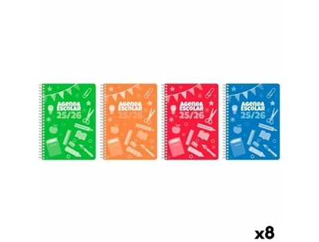 Agenda Didex A5 15 X 21 Cm 2025 2026 (8 Unidades)