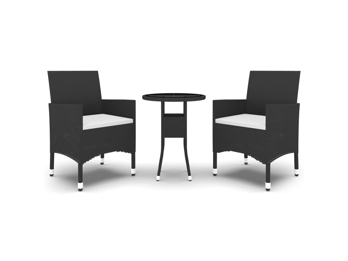 Maison Exclusive - 3 Pcs Conjunto De Jantar Para Jardim Vime Pe Preto