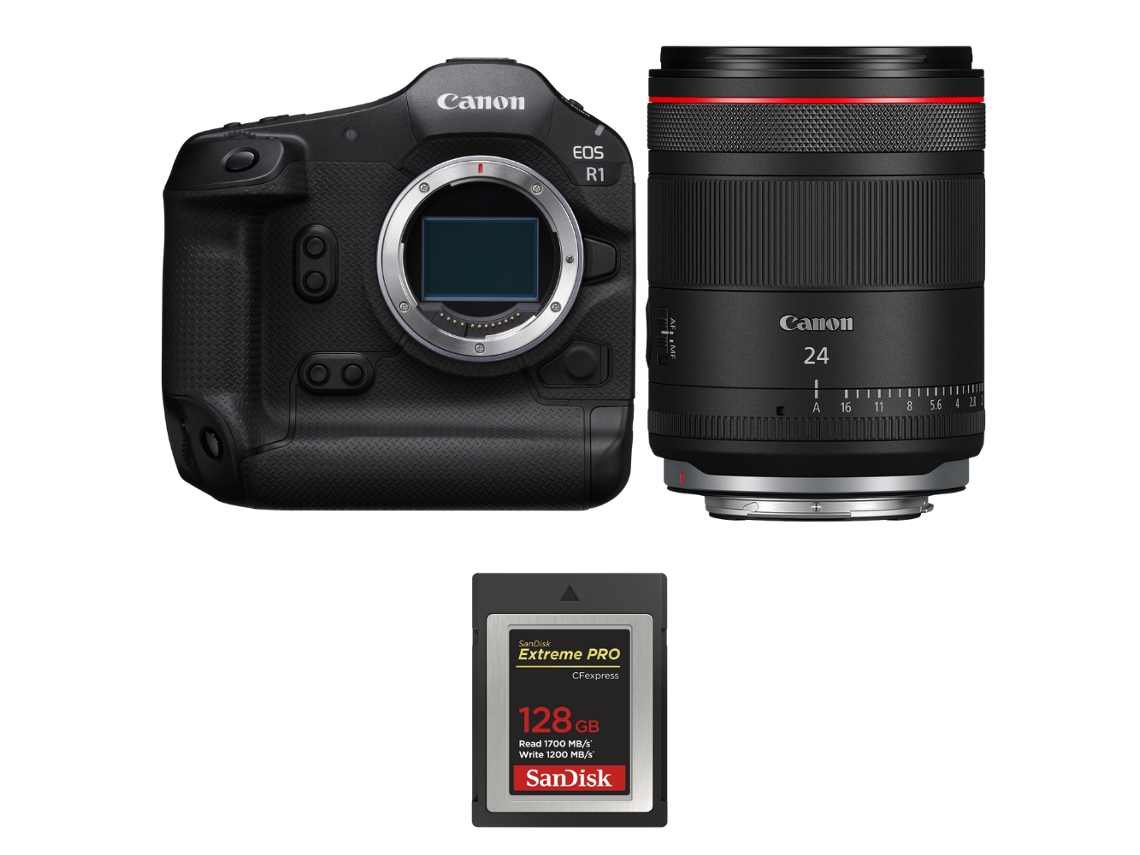 Eos R1 + Rf 24mm F/1.4 L Vcm + 1 Sandisk 128gb Extreme Pro Cfexpress Type B + Ebook “20 Dicas para Fotos Que Impressionam” CANON