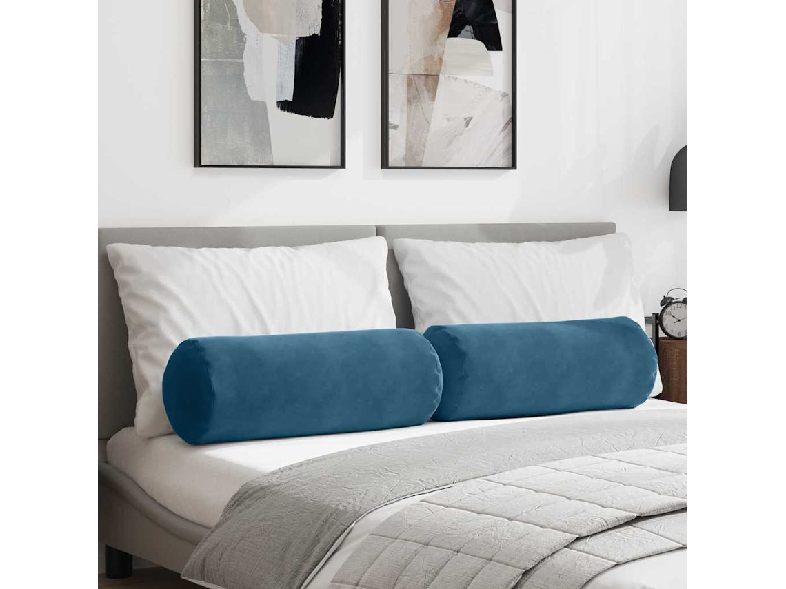 Vidaxl Almofadas De Apoio 2 Pcs Azul Ø 25 X 70 Cm