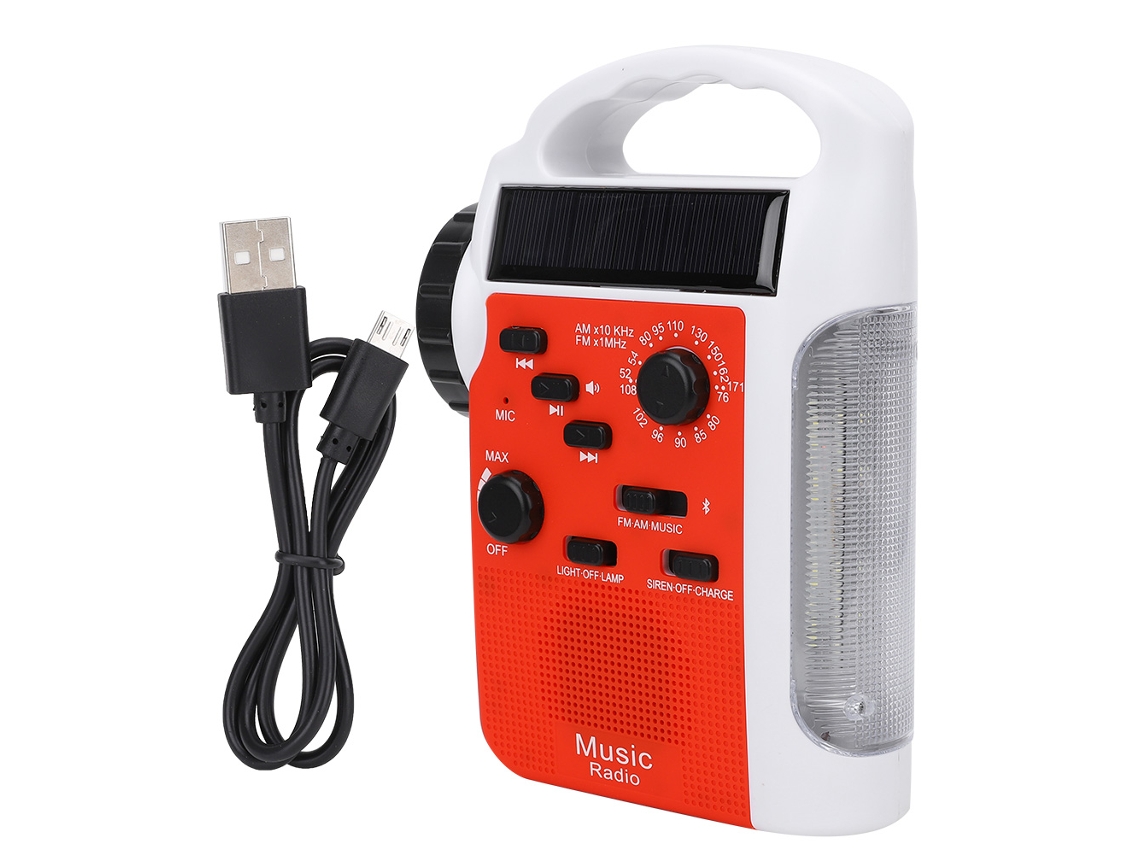 Rádio de Manivela com Célula Solar, Lanterna Led e Bateria Externa de 2000mah AQUAFORGE