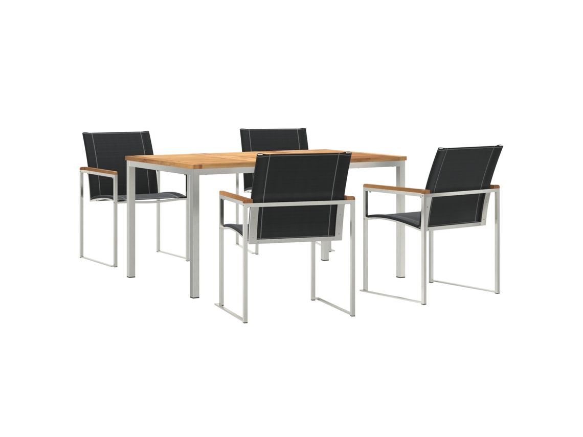 Conjunto 5 De Jantar De Jardim Vidaxl Madeira Sólida Acácia