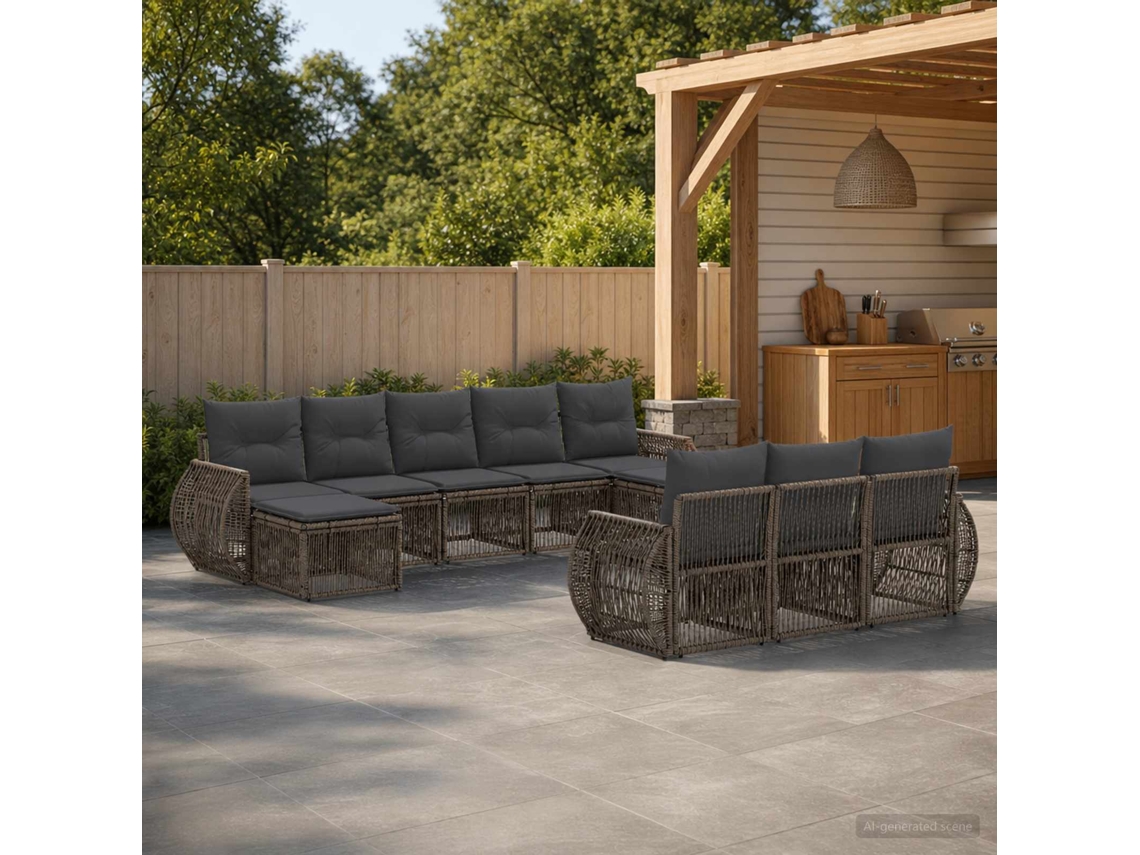 Vidaxl Conjunto De Sofá De Jardim 10 Unid. Cinza E Cinza Escuro