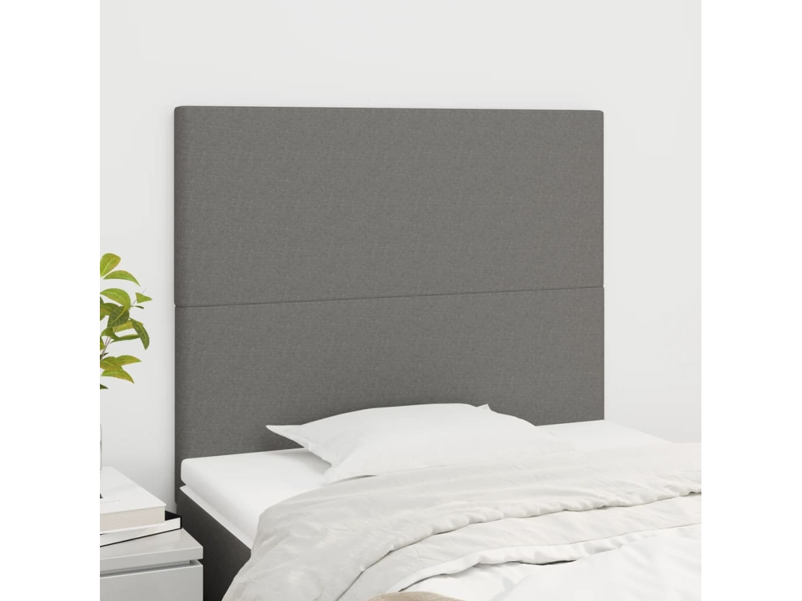 Vidaxl Cabeceira Cinza Escuro 100x5x118/128 Cm Tecido