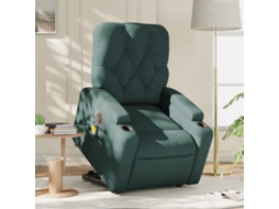 Vidaxl Poltrona Elétrica Elevatória Massagens Tecido Verde-escuro