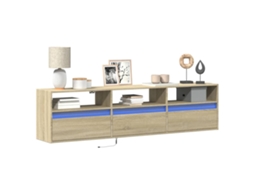 Vidaxl Móvel De Parede P/ Tv C/ Luzes Led 180x31x45 Cm Carvalho Sonoma