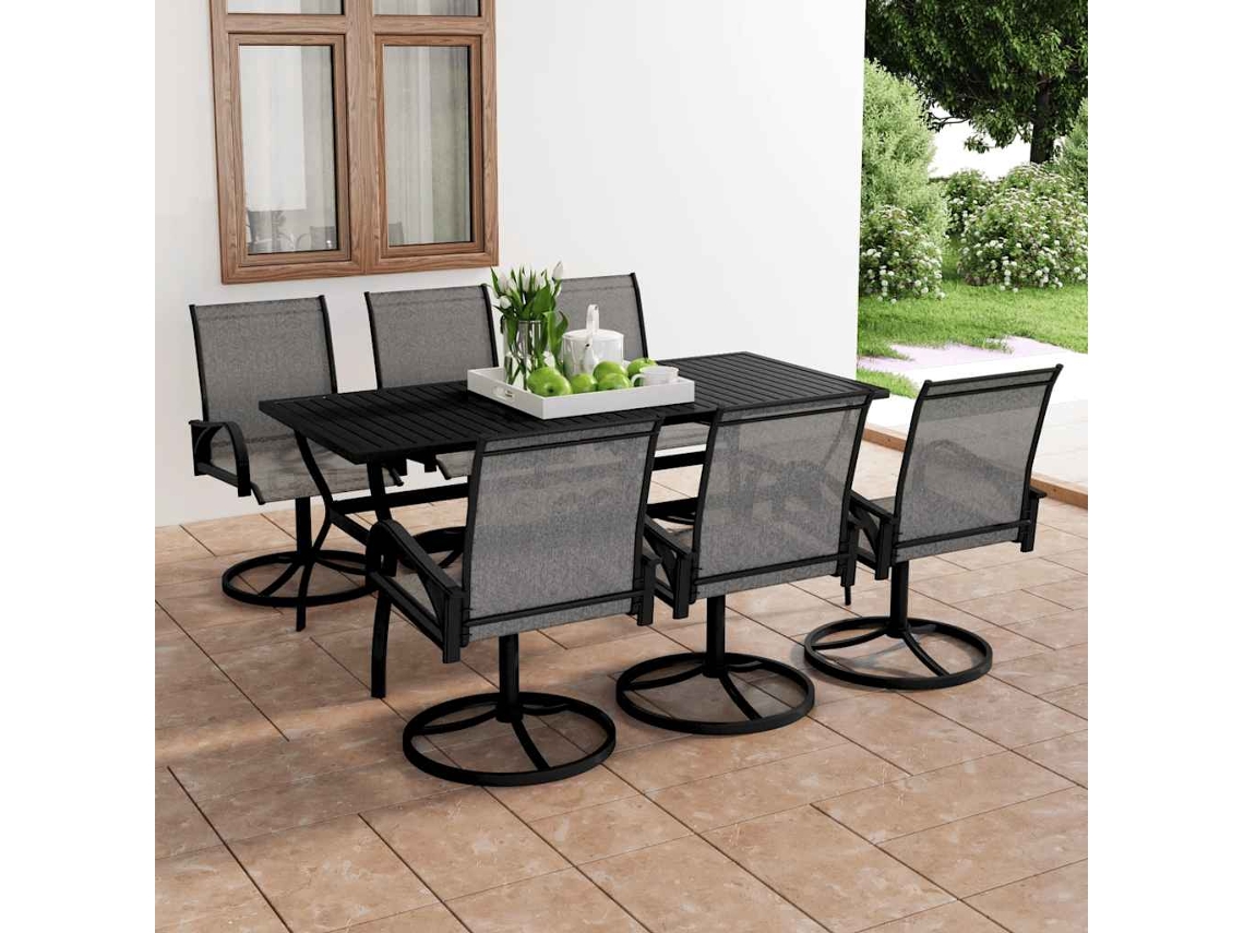 Vidaxl 7 Pcs Conjunto De Jantar Para Jardim Textilene E Aço