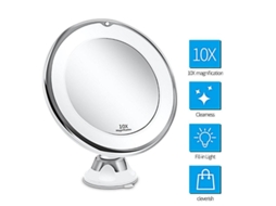 Espelho de Maquiagem com Luz Led 10x Lupa Iluminada para Barbear e Maquiagem Nqu