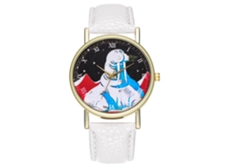 Relógio de Pulso Unissex de Quartzo com Pulseira de Couro Pu Estilo Simples Branco