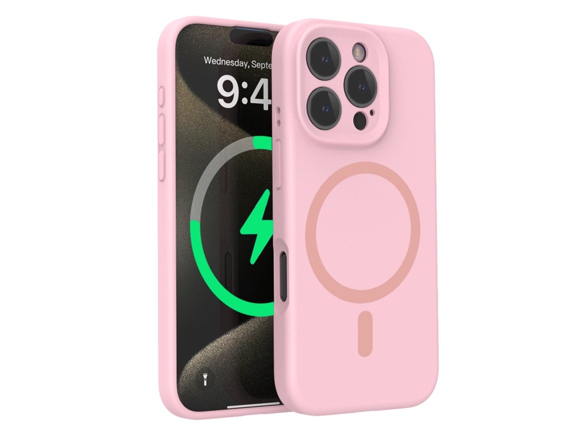 (rosa, Iphone 16) Capa Para Iphone, Silicone Líquido, Proteção Para A Lente, Forte Fixação Magnética.