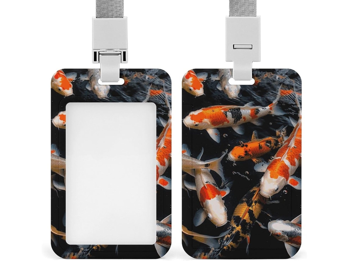 Suporte para cartão com desenho de carpa japonesa, suporte vertical com cordão, protetor de cartão À Va D Água
