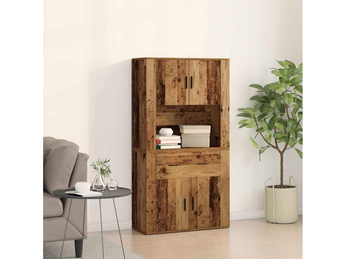 Vidaxl Highboard Madeira Antiga 80 X 33 X 150 Cm Madeira Processada