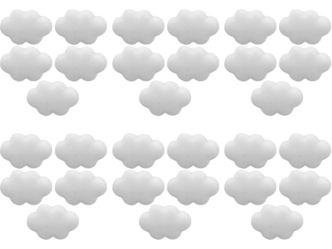 Tachinhas De Resina Em Formato Nuvem Cimaxic, 30 Unidades, Cor Creme, Para Uso No Escritório E Na Escola, Previnem