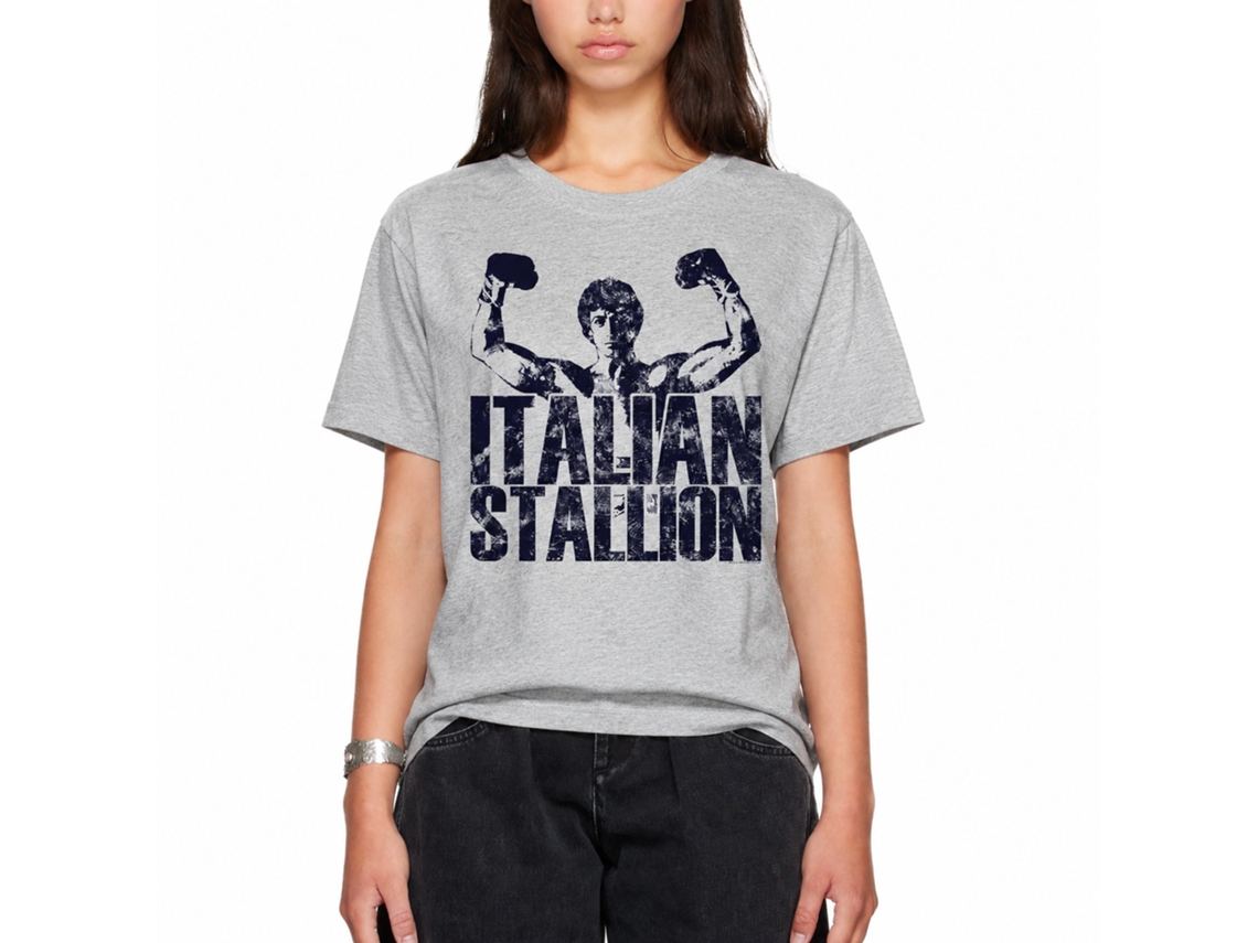 Rockinstone Rocky Movie Classic Stallion Heather Gray Adult T-shirt Size:xl