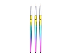 3pcs Caneta De Desenho Para Unhas Artística Com Pincel De Alumínio Liner Para Manicure Salão De Beleza