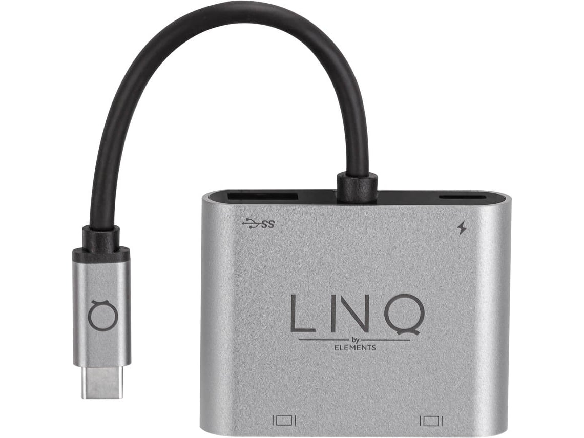 HUB LINQ LQ48001 (Outlet Grade A - USB-C - 4 Portas - Cinzento)