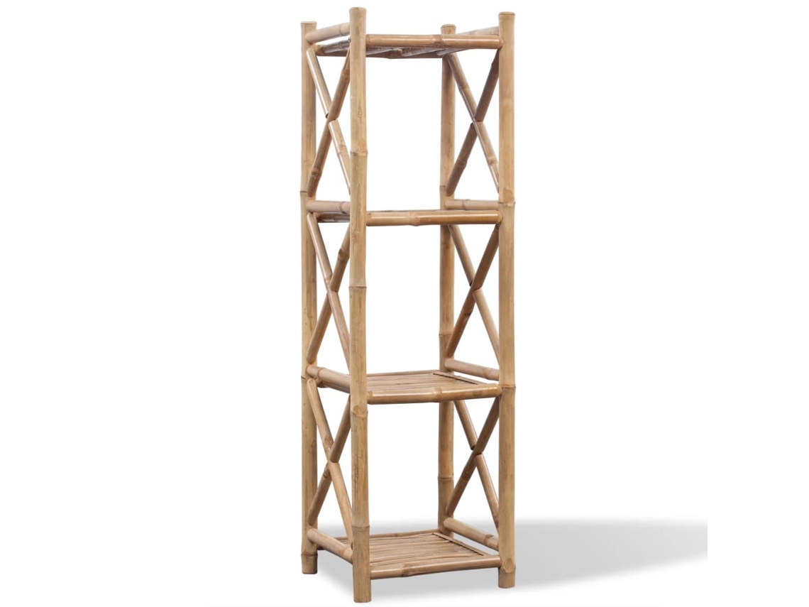 Vidaxl Estante De Bambu Quadrada Com 4 Prateleiras