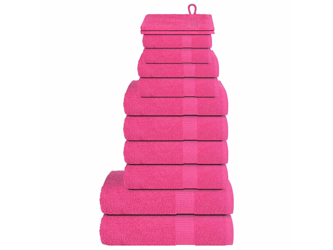 Vidaxl 12pcs Conjunto De Toalhas Frogn 360 G/m² Rosa