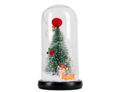Árvore de Natal em Cúpula de Vidro Pequena Árvore de Natal com Iluminação Enfeite de Mesa Mini Árvore de Natal Brilhante