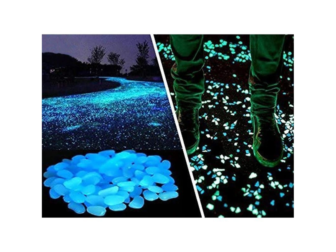 100 Piedras Resinas Luminosas Para Jardín Caminos Decoración Azul Sin Tóxico Eco-amigables
