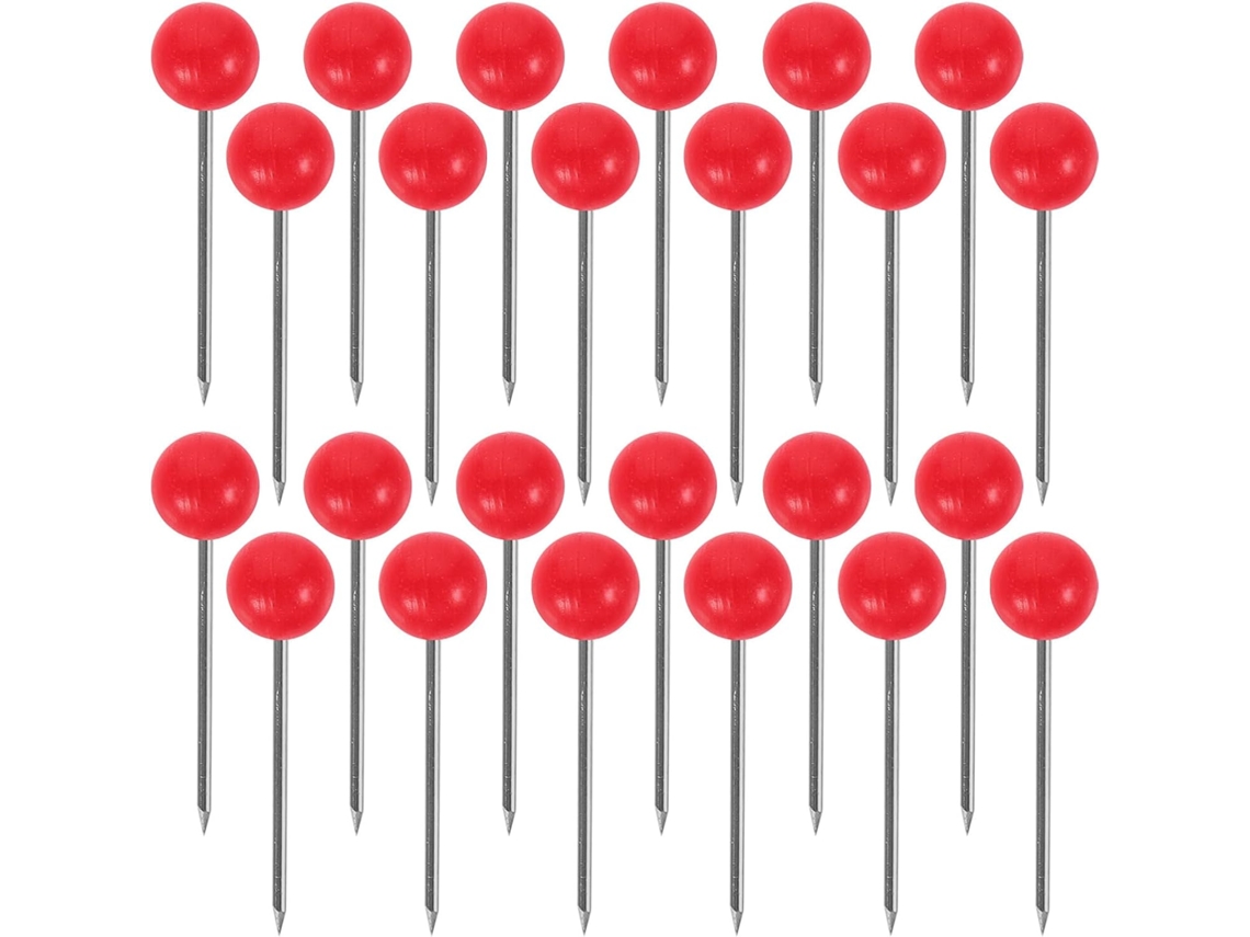 Conjunto De 2-Alfinetes Para Mapa De Mesa, Em Aço Inoxidável Vermelho Com Detalhe De Pérolas, Para Decoração E