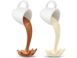 2 Xícaras De Café Flotantes Mágicas Vertiendo Splash Escultura De Xícara De Café Divertida