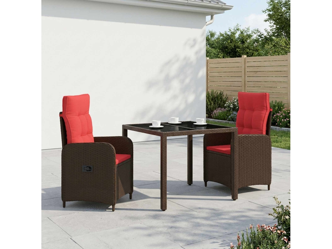 Vidaxl Conjunto De Jantar Para Exterior 3 Pcs Vime Pe