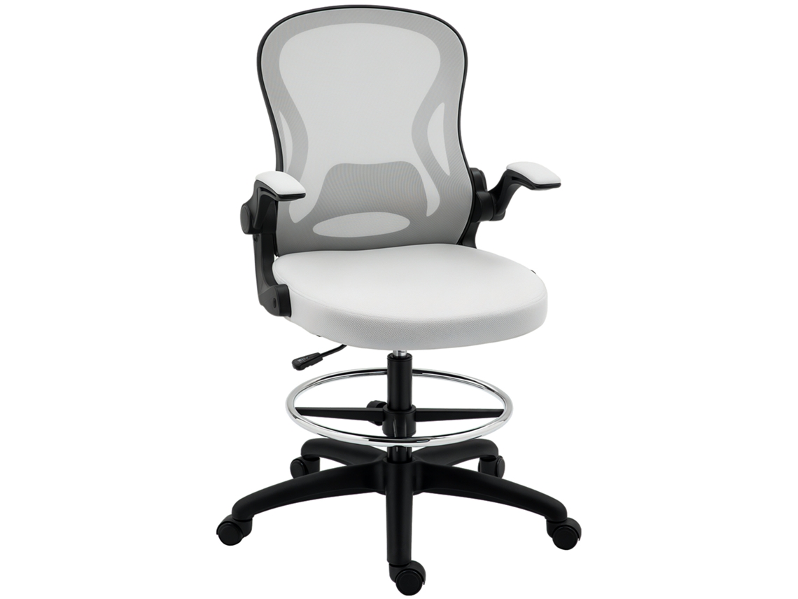 Cadeira De Escritório Com Suporte Lombar Apoio Para Os Braços Dobrável E Altura Ajustável 59x65x102-122 Cm Cinza