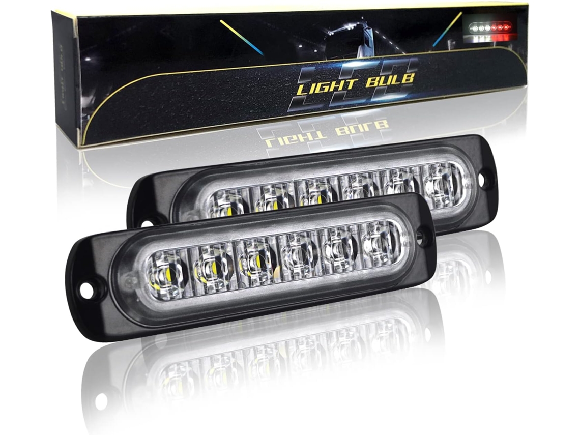 Luzes Estroboscópicas De Led Skyworld, 2 Peças, Branca E Vermelha, Barra De Alarme Estroboscópica Emergência Com 6 Leds