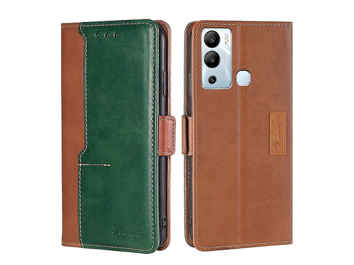 Capa De Couro Com Fivela Lateral Em Cores Contrastantes Para Infinix Hot 12i