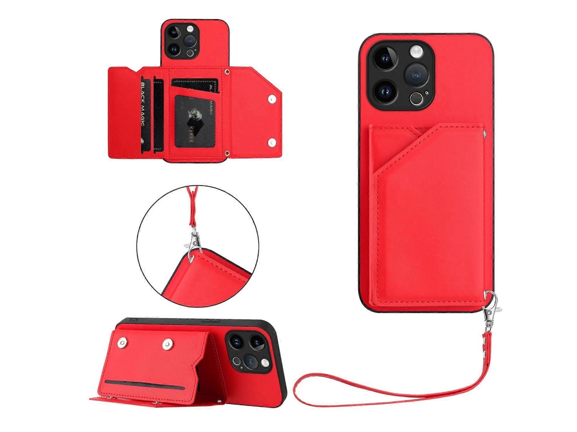 Capa Com Suporte Para Cartão E Alça De Pulso Para Iphone 15 Pro Max