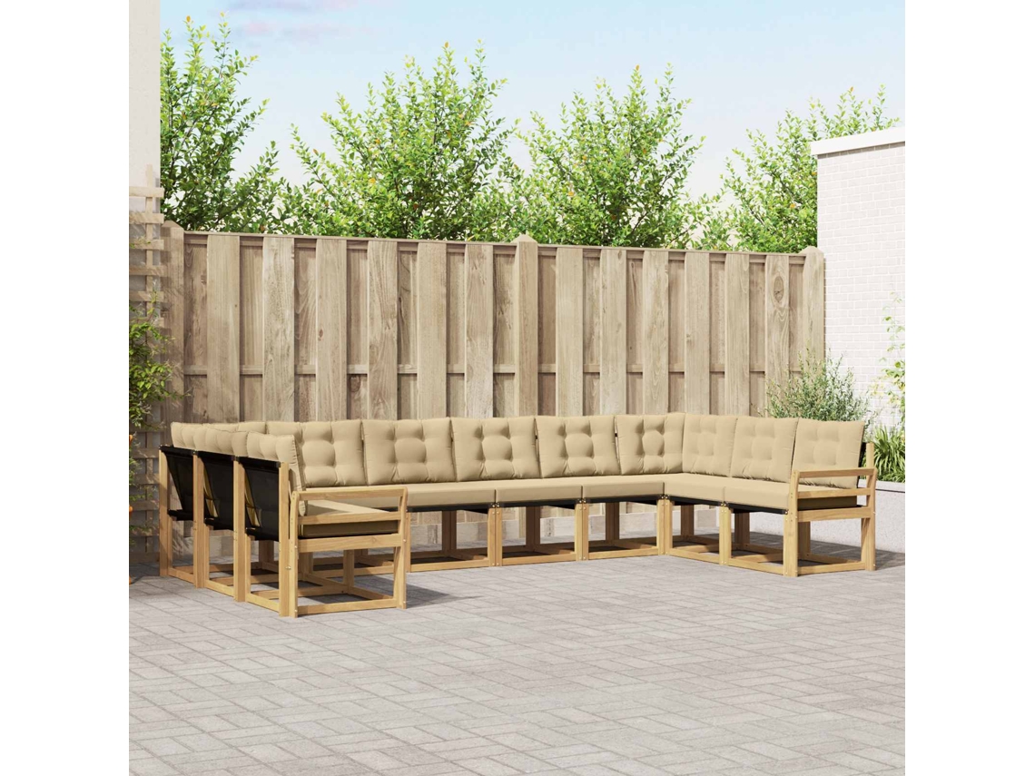 Vidaxl Conjunto De Sofás Para Exterior 10 Unid. Branco E Bege