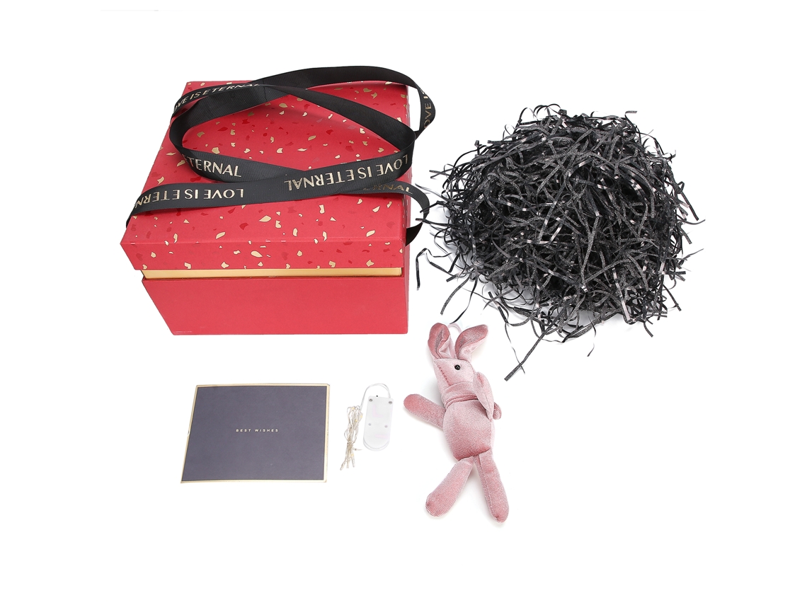 Gift Box With Electric Light String For Christmas Birthday Wedding Red