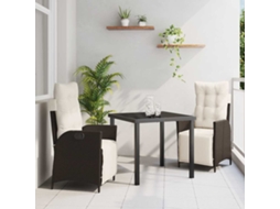 Vidaxl Conjunto de Jantar para Jardim 3 Pcs Castanho Vime Pe