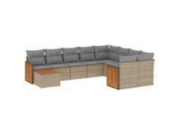 Maison Exclusive - 10 Pcs Conjunto De Sofás P/ Jardim Com Almofadões Vime Pe Bege