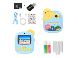 Câmera Instantânea Infantil 1080p, Cartão de Memória de 32gb + Leitor de Cartão Usb CZHHMART (azul)