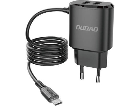 Carregador DUDAO 6970379610497 (Preto - USB-A - 12 W - 2 Portas)