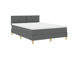 Cama Box Spring  Com Colchão & Led Cinza Escuro Vidaxl Tecido (140x200 Cm)