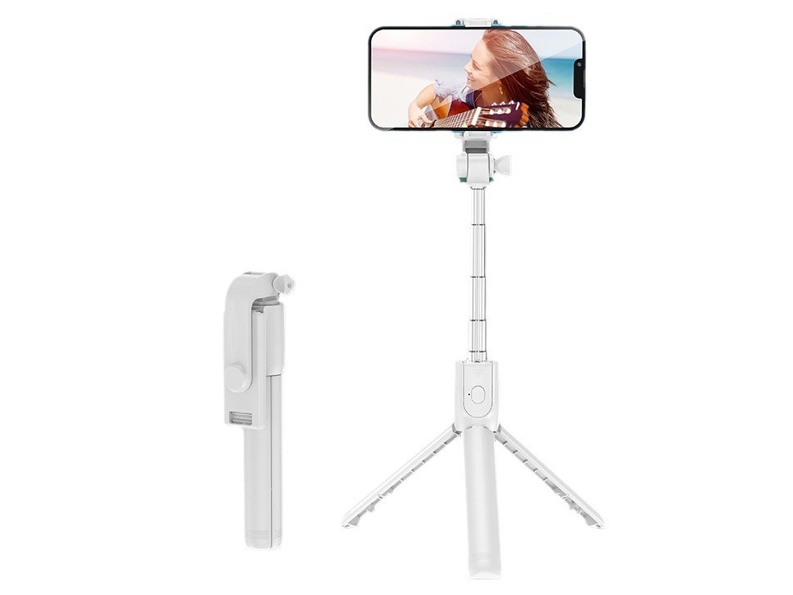 Suporte Multifuncional Tripé Móvel Vara Selfie Pode Girar Controle Remoto VENISYMLIS Branco