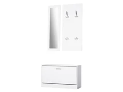 Móvel de entrada com 3 peças, cabide, espelho e sapateira 80x27x46,5cm branco S/MARCA