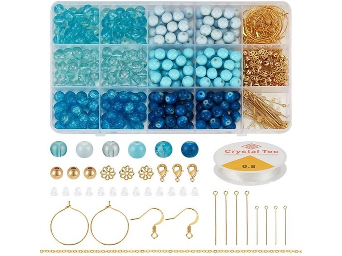 Escolha Sólida - Glássulas 275 Unidades - Coroas Redondas 8mm - Coroas Azuis - Objetos De Joalharia - Fazer - Diy Pulseiras/colares - Apropriado Para